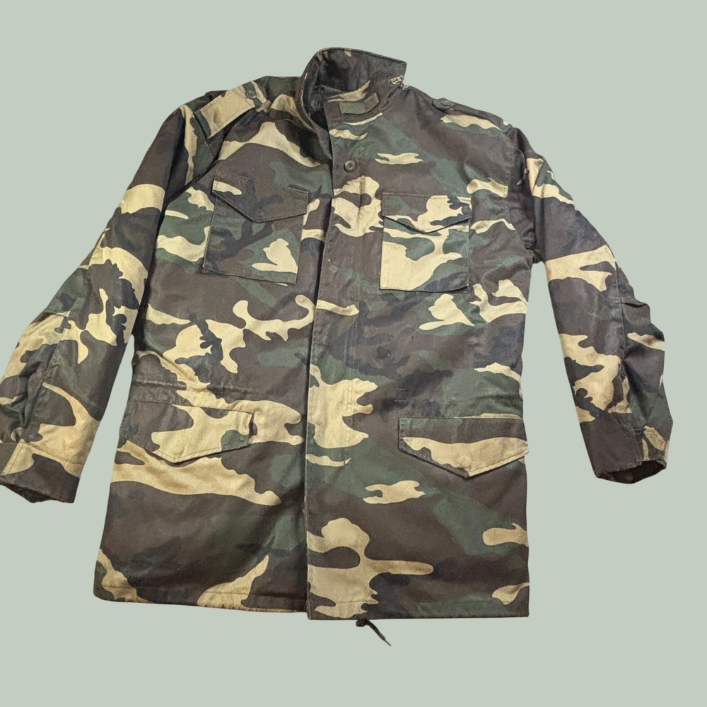DELF U.S. Army Style Field Coat Mens 4XL Camo Woodland M-65 Military Jacket